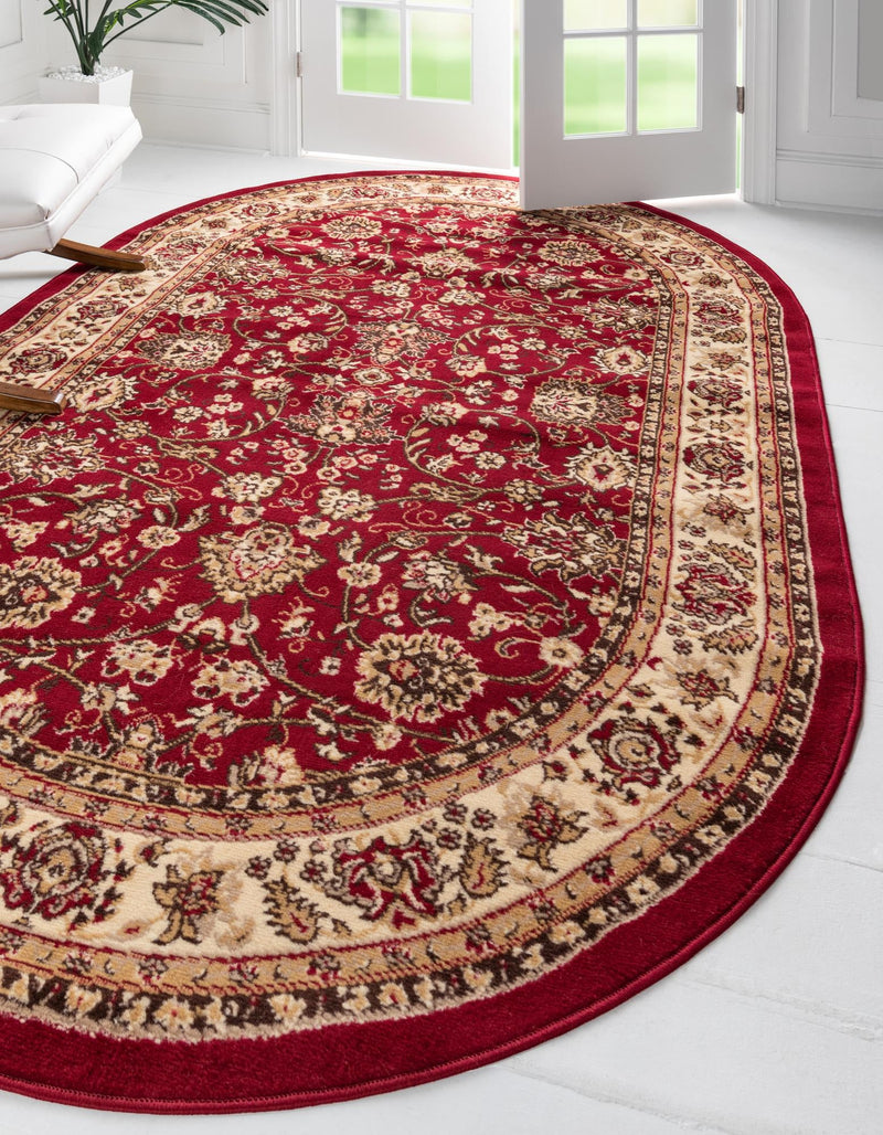 Isfahan Elegance Collection Area Rug - Naghsh-e Jahan (Burgundy) Oval Burgundy  lifestyle 28