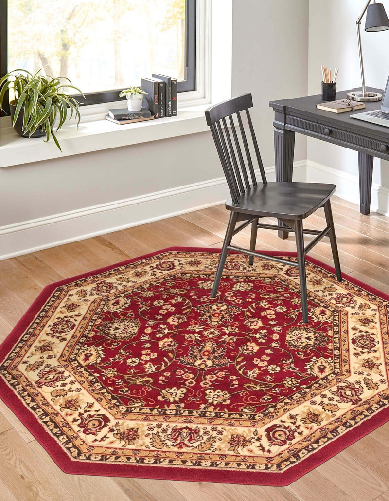 Isfahan Elegance Collection Area Rug - Naghsh-e Jahan (Burgundy) Octagon Burgundy  lifestyle 29