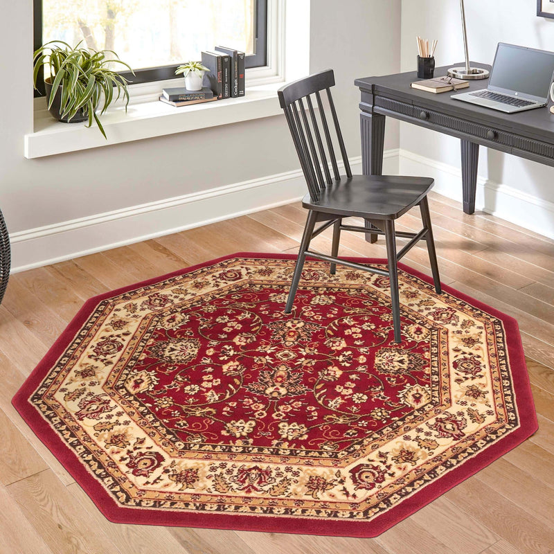 Isfahan Elegance Collection Area Rug - Naghsh-e Jahan (Burgundy) Octagon Burgundy  lifestyle 134