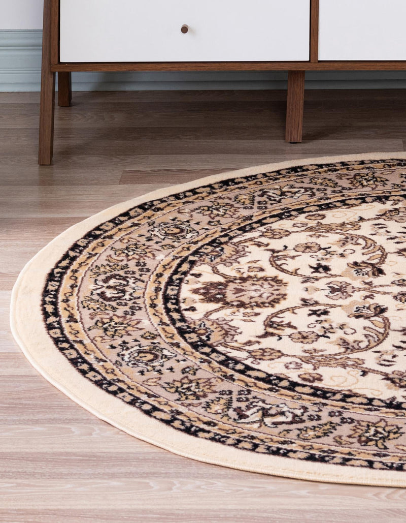 Isfahan Elegance Collection Area Rug - Naghsh-e Jahan (Ivory) Round Ivory  lifestyle 30