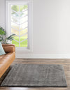 Solid Shag Seaside Collection Area Rug - Azure Cove (Gray) Square Gray  lifestyle 28