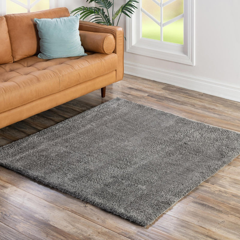 Solid Shag Seaside Collection Area Rug - Azure Cove (Gray) Square Gray  lifestyle 89