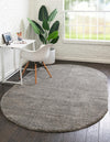 Solid Shag Seaside Collection Area Rug - Azure Cove (Gray) Oval Gray  lifestyle 24