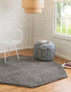 Solid Shag Seaside Collection Area Rug - Azure Cove (Gray) Octagon Gray  lifestyle 30