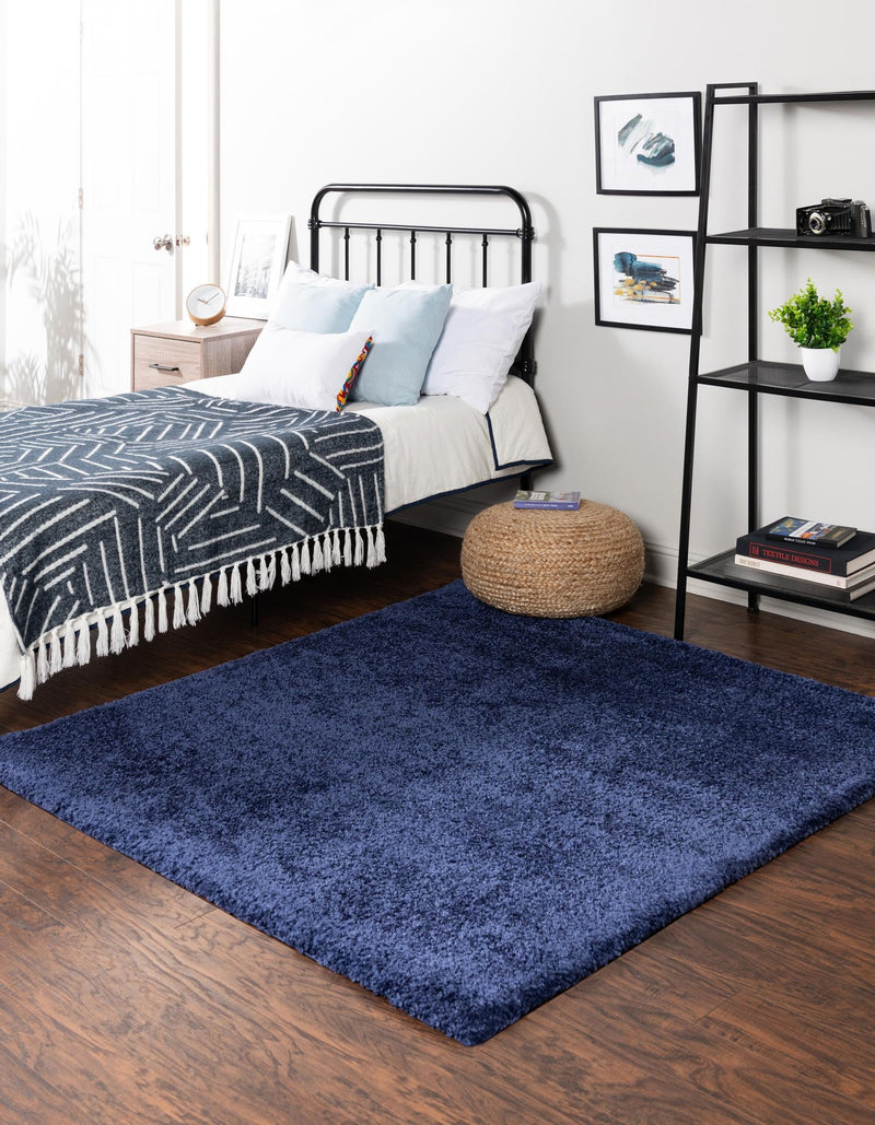 Solid Shag Seaside Collection Area Rug - Azure Cove (Navy Blue) Square Navy Blue  lifestyle 30