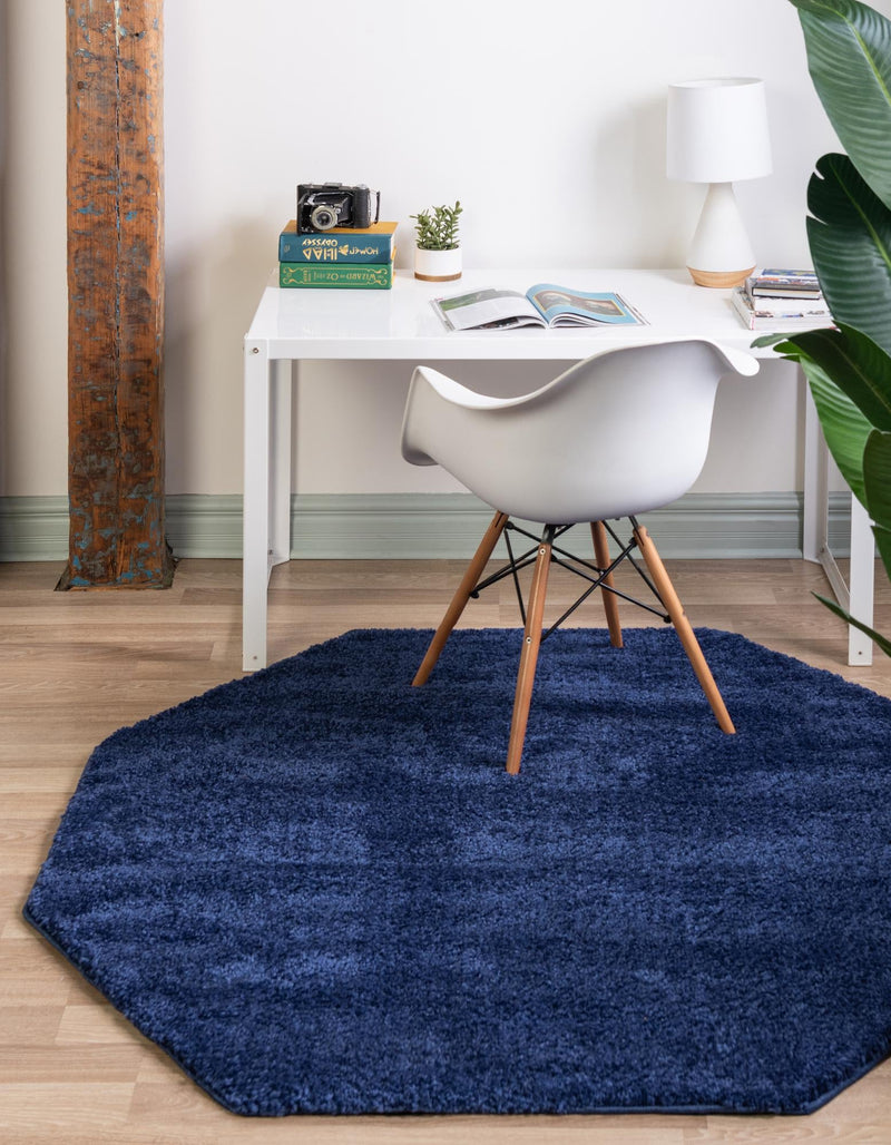 Solid Shag Seaside Collection Area Rug - Azure Cove (Navy Blue) Octagon Navy Blue  lifestyle 27