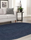 Woven Seaside Jute Collection Area Rug - Savannah (Navy Blue) Oval Navy Blue  lifestyle 50