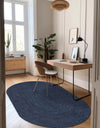 Woven Seaside Jute Collection Area Rug - Savannah (Navy Blue) Oval Navy Blue  lifestyle 60