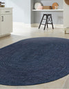 Woven Seaside Jute Collection Area Rug - Savannah (Navy Blue) Oval Navy Blue  lifestyle 65