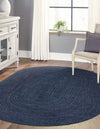 Woven Seaside Jute Collection Area Rug - Savannah (Navy Blue) Oval Navy Blue  lifestyle 71