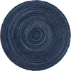 Woven Seaside Jute Collection Area Rug - Savannah (Navy Blue) Round Navy Blue  lifestyle 25