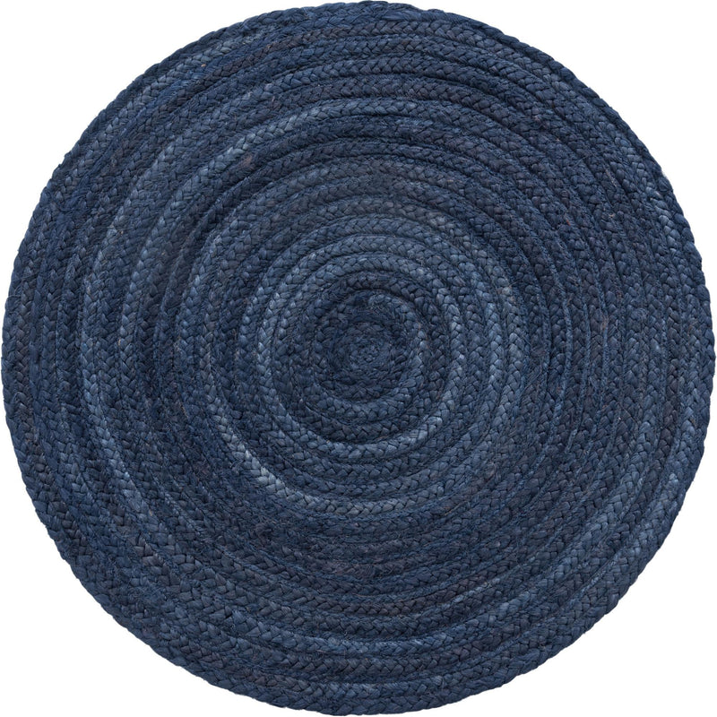 Woven Seaside Jute Collection Area Rug - Savannah (Navy Blue) Round Navy Blue  lifestyle 25