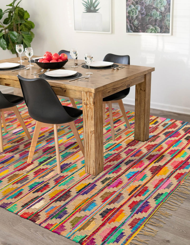 Moroccan Lattice Woven Collection Area Rug - Casablanca Rectangle Multi  lifestyle 9