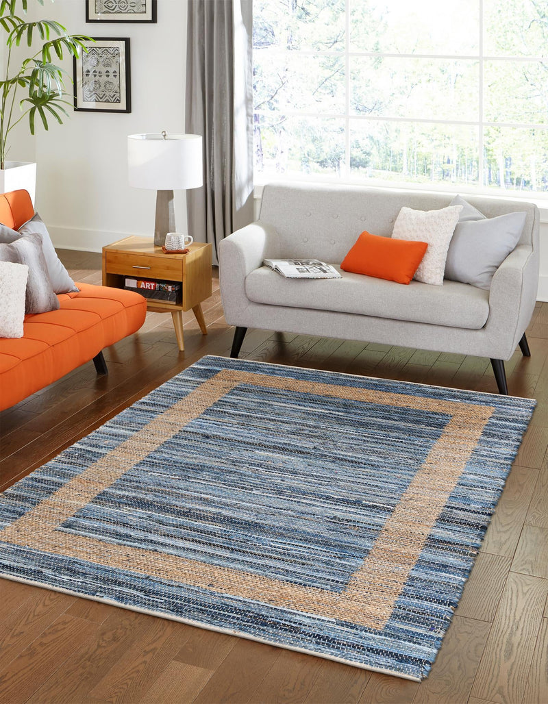 Osian Looms Collection Area Rug - Durham Rectangle Navy Blue  lifestyle 2