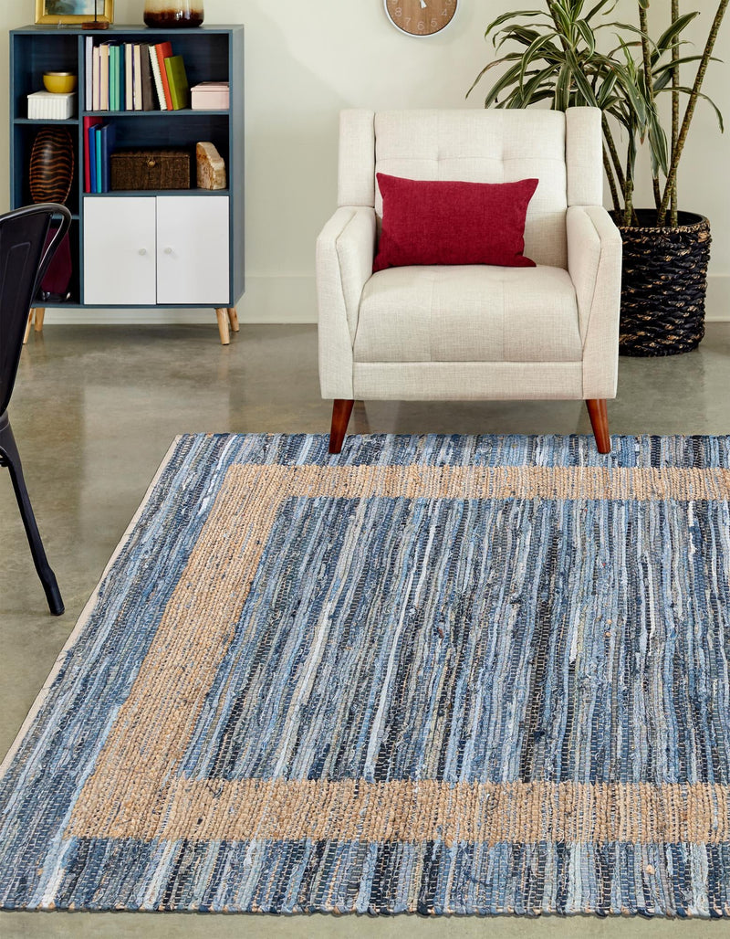 Osian Looms Collection Area Rug - Durham Rectangle Navy Blue  lifestyle 22