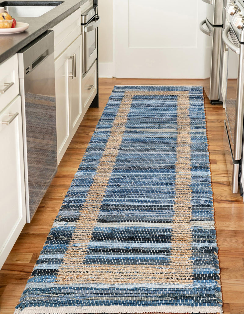 Osian Looms Collection Area Rug - Durham Runner Navy Blue  lifestyle 83