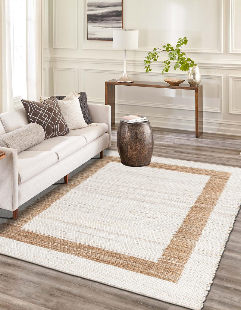 Osian Looms Collection Area Rug - Durham Rectangle White and Natural  lifestyle 7