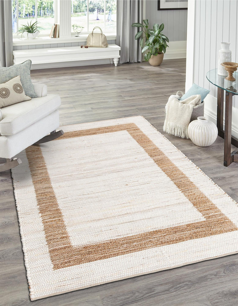 Osian Looms Collection Area Rug - Durham Rectangle White and Natural  lifestyle 27