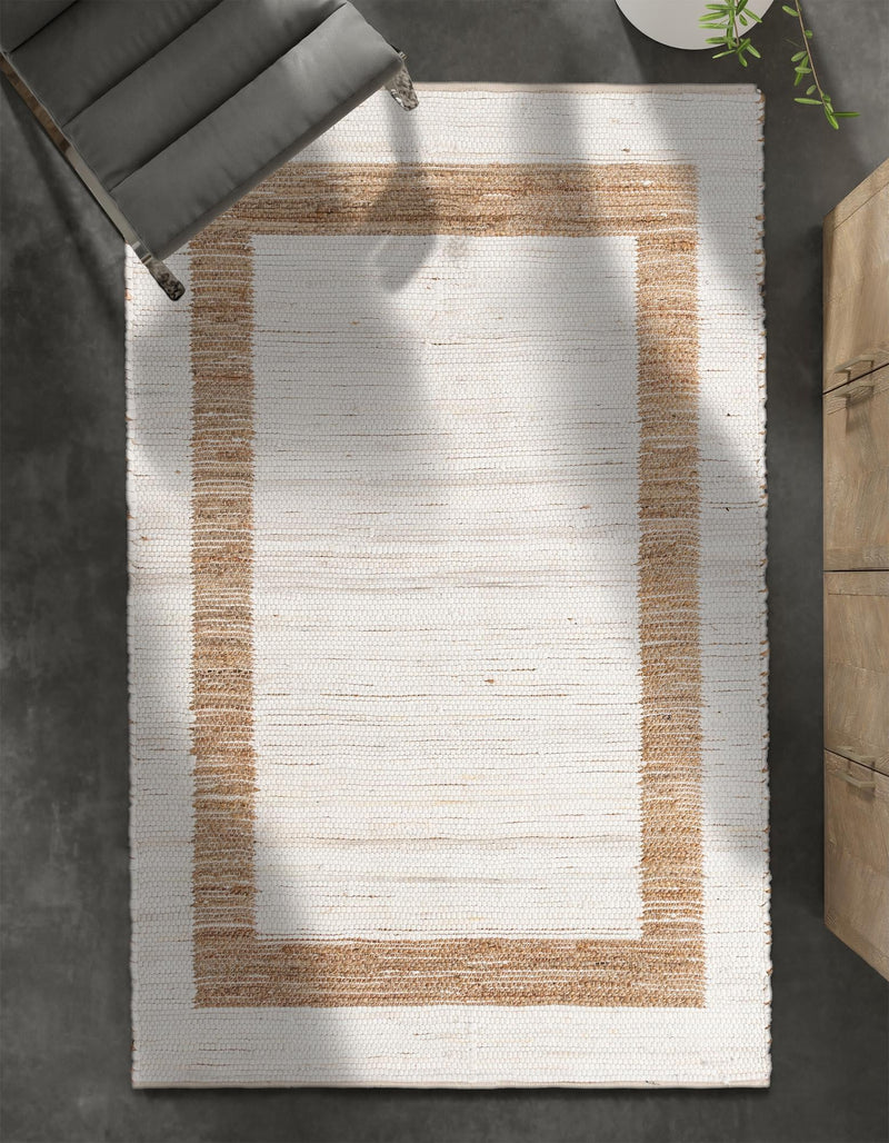 Osian Looms Collection Area Rug - Durham Rectangle White and Natural  lifestyle 39