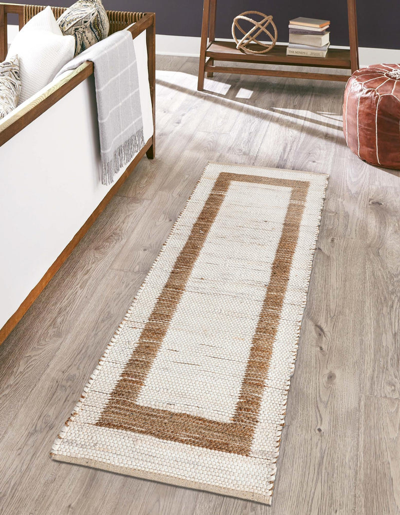 Osian Looms Collection Area Rug - Durham Runner White and Natural  lifestyle 84