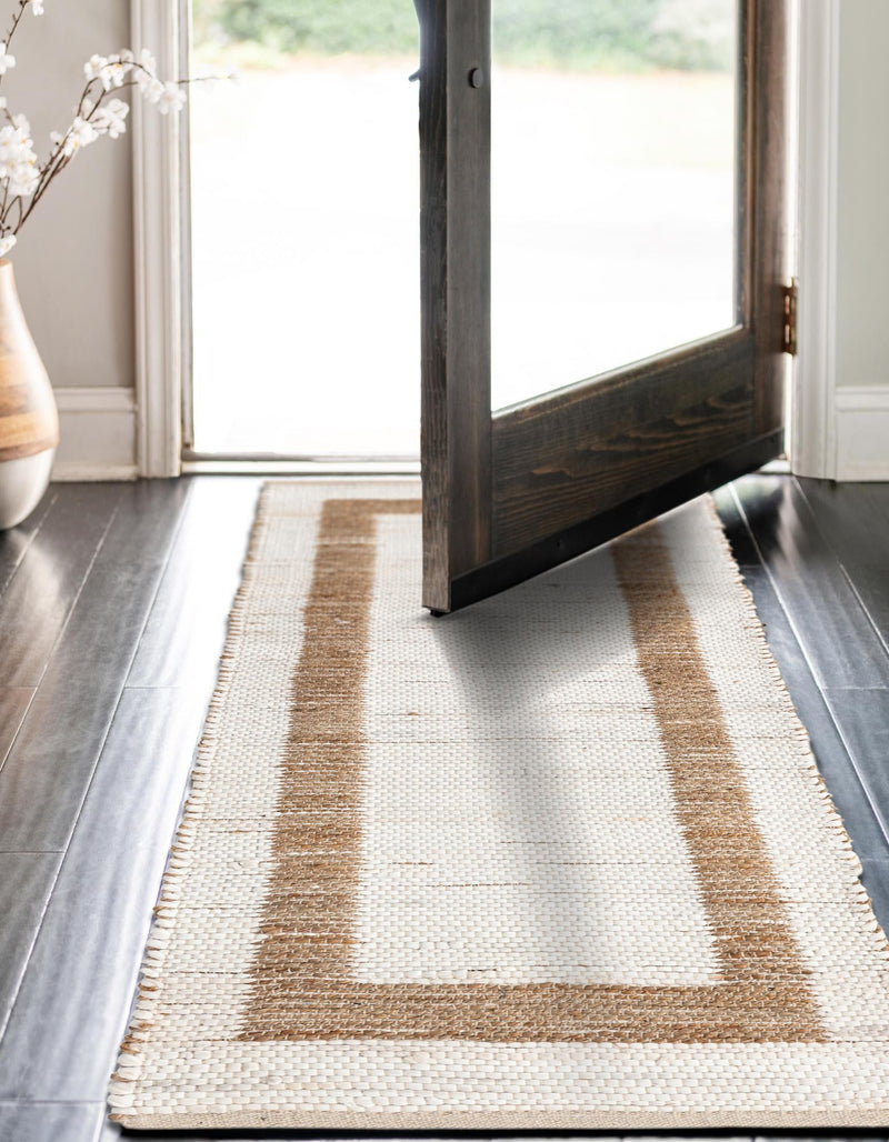 Osian Looms Collection Area Rug - Durham Runner White and Natural  lifestyle 104