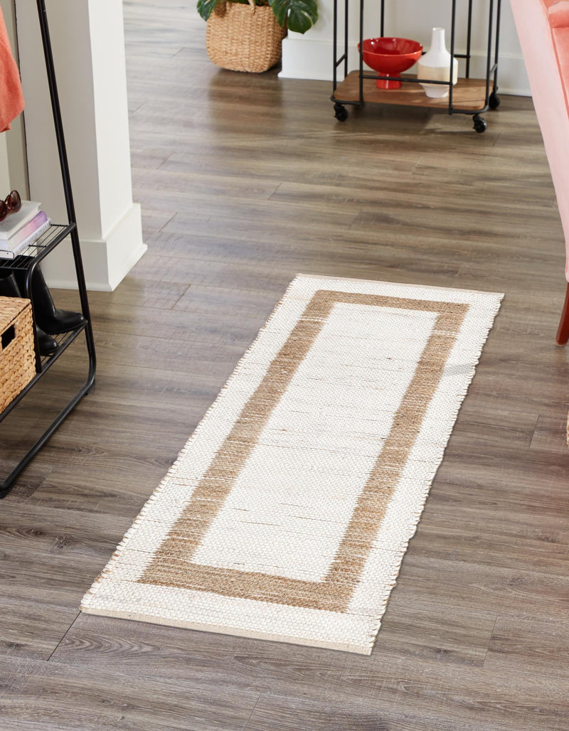 Osian Looms Collection Area Rug - Durham Runner White and Natural  lifestyle 112