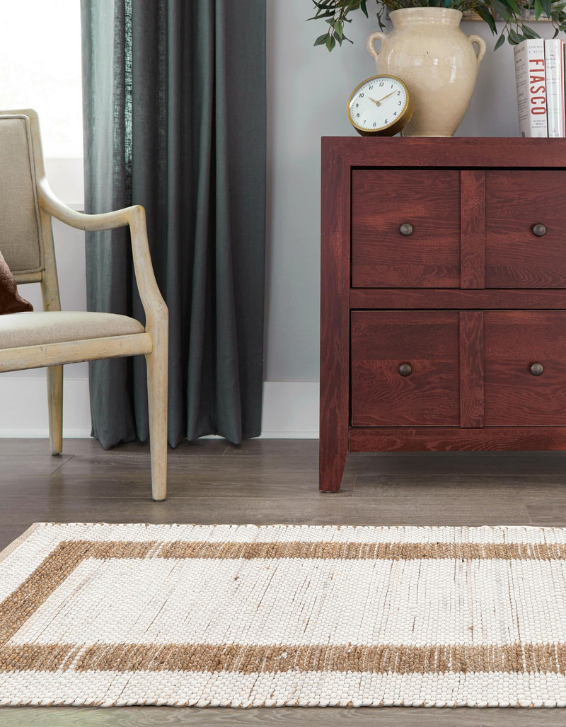 Osian Looms Collection Area Rug - Durham Runner White and Natural  lifestyle 116