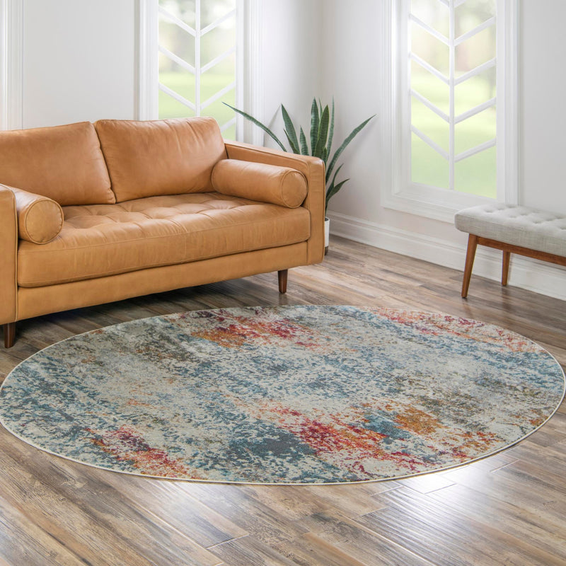 Caribbean Breeze Collection Area Rug -  Isla Oval Cream  lifestyle 98