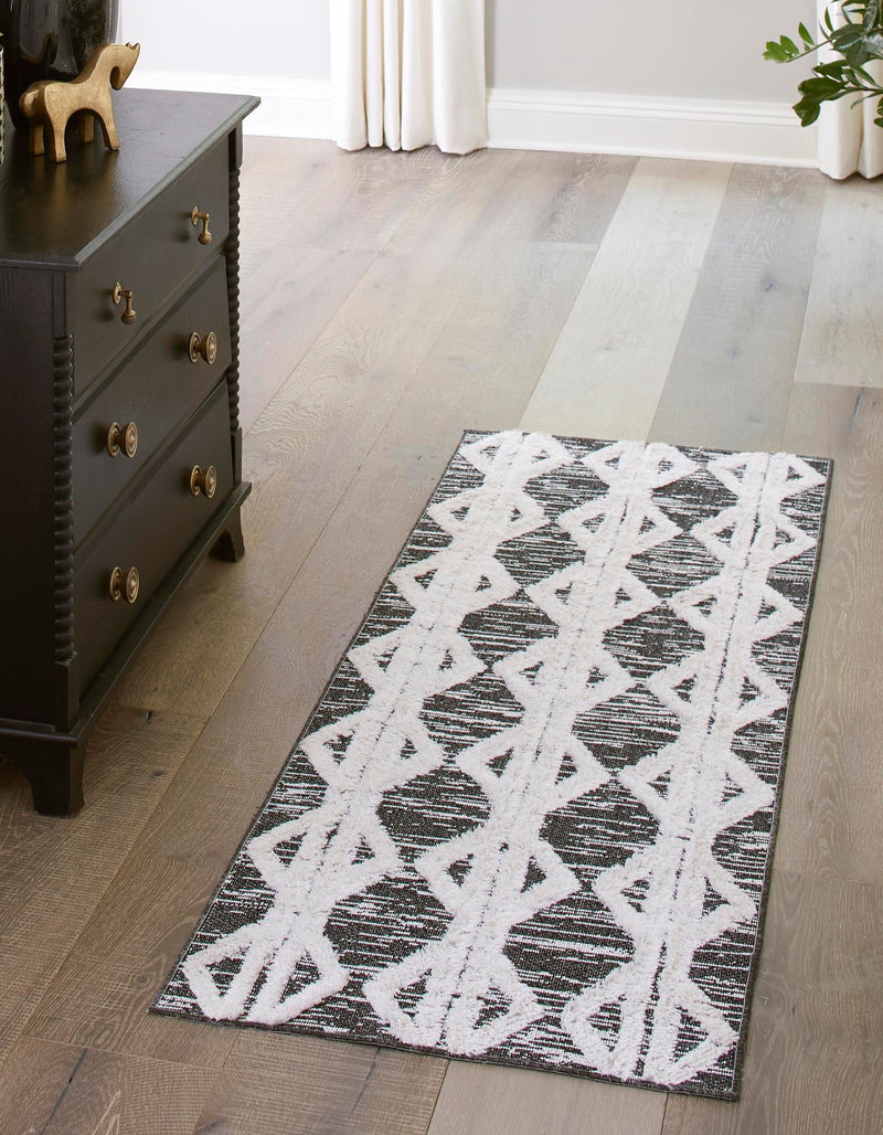 Marbella Meadows Collection Area Rug -  Azul Runner Black  lifestyle 58