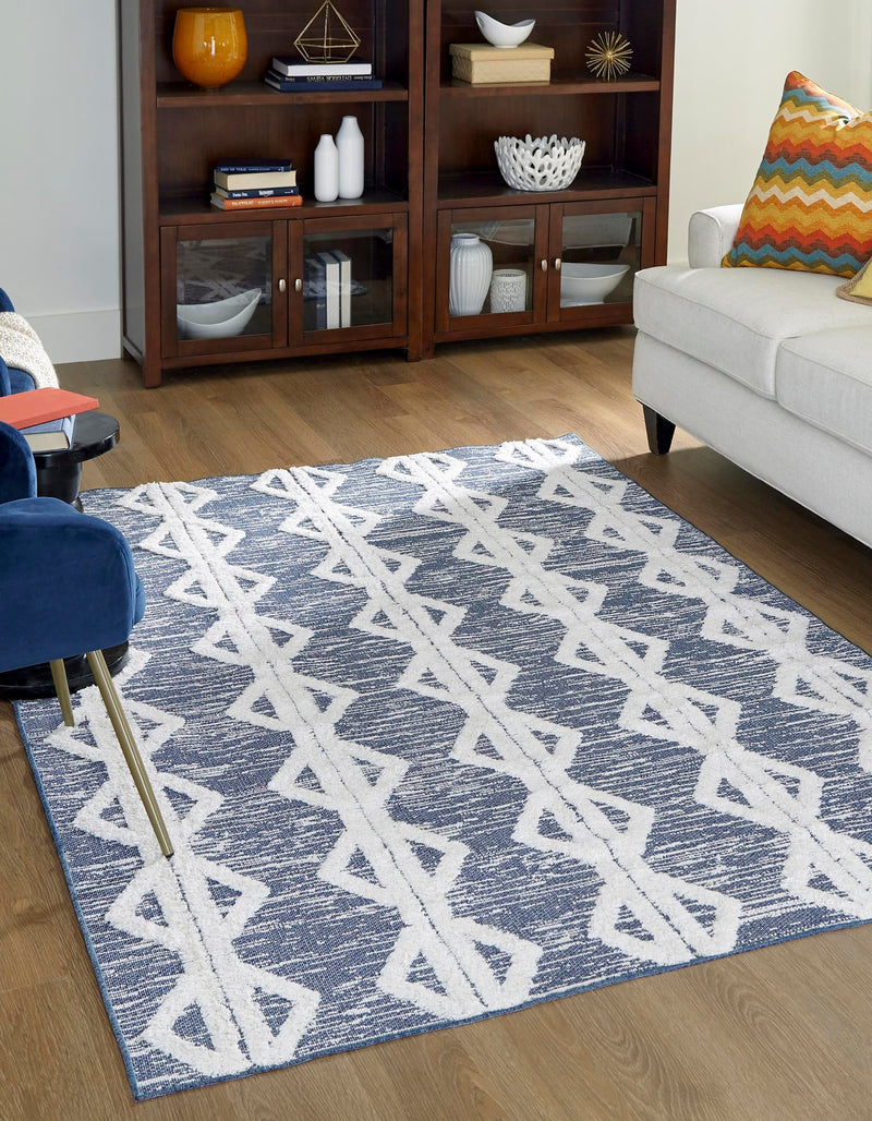 Marbella Meadows Collection Area Rug -  Azul Rectangle Navy Blue  lifestyle 8