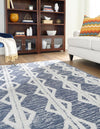 Marbella Meadows Collection Area Rug -  Azul Rectangle Navy Blue  lifestyle 13