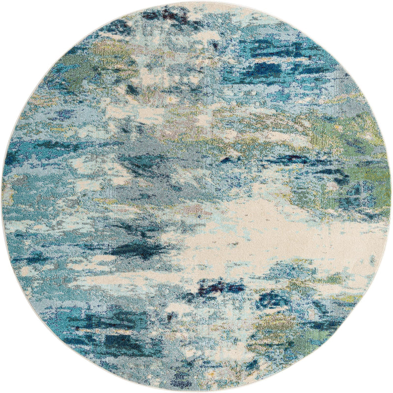 Chromatic Oasis Collection Area Rug -  Serene Round Light Blue  lifestyle 25