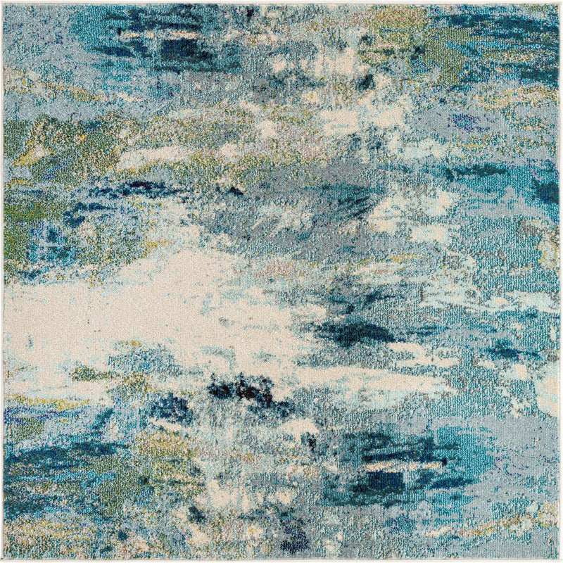 Chromatic Oasis Collection Area Rug -  Serene Square Light Blue  lifestyle 22