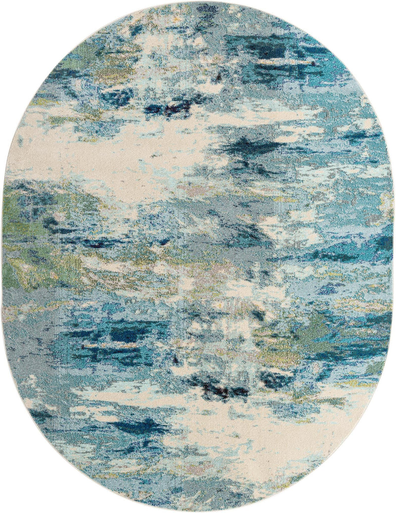 Chromatic Oasis Collection Area Rug -  Serene Oval Light Blue  lifestyle 23