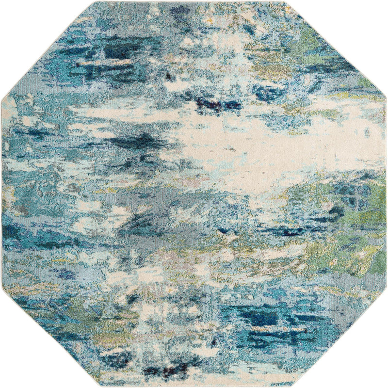 Chromatic Oasis Collection Area Rug -  Serene Octagon Light Blue  lifestyle 24