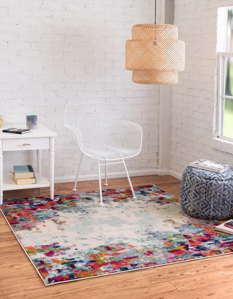 Chromatic Oasis Collection Area Rug -  Blush Square Multi  lifestyle 22