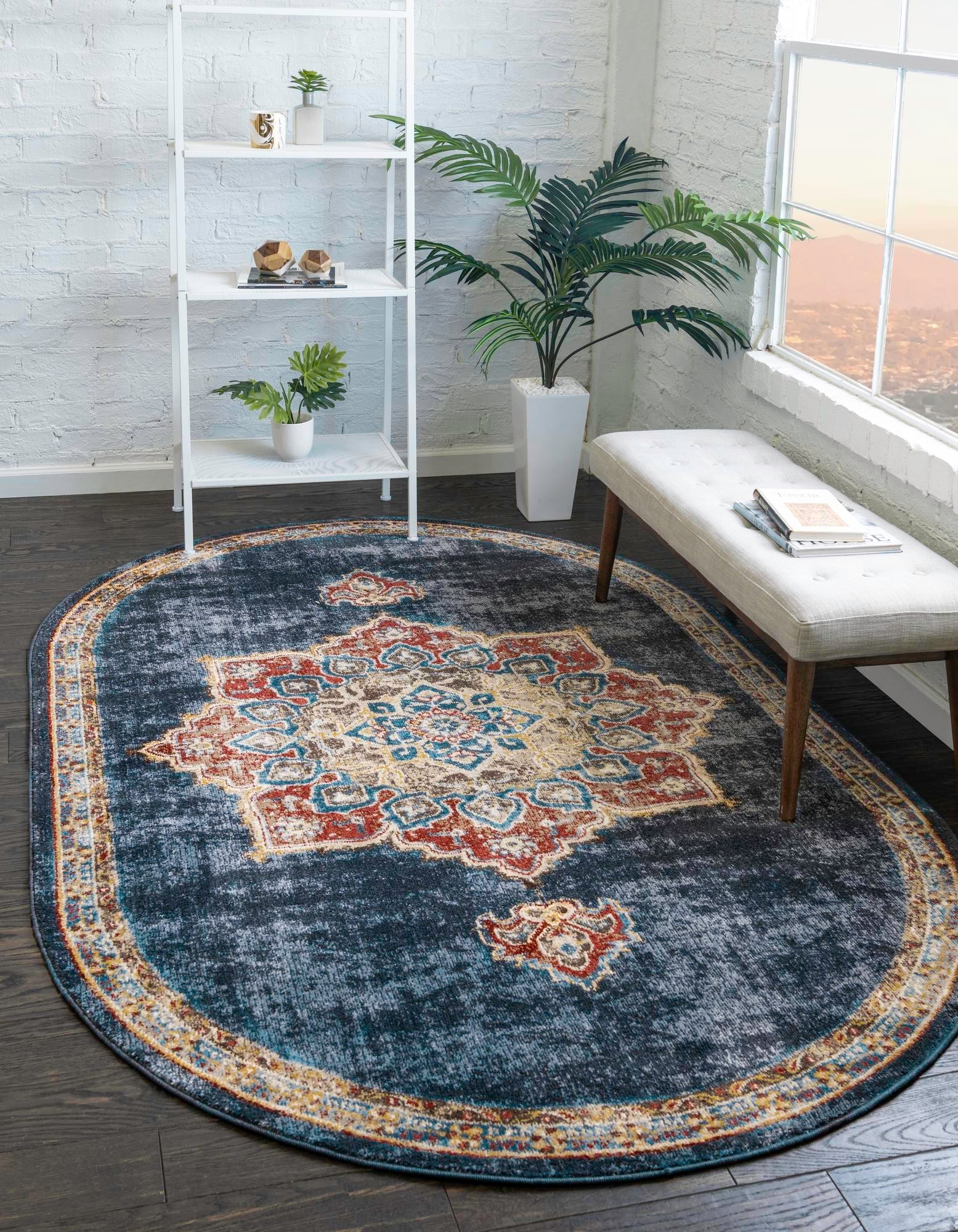 Eden Oasis Collection Area Rug -  Tranquility (Dark Blue)