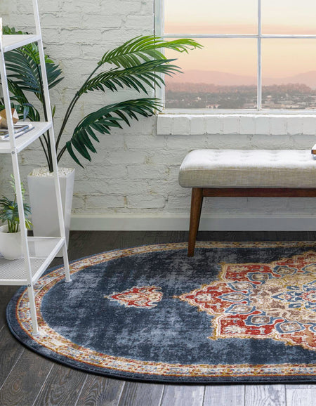 Eden Oasis Collection Area Rug -  Tranquility (Dark Blue)