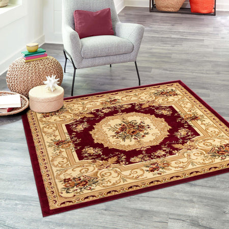 Versailles Elegance Collection Area Rug -  Louveciennes (Red)