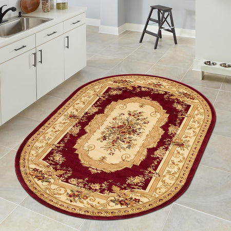 Versailles Elegance Collection Area Rug -  Louveciennes (Red)