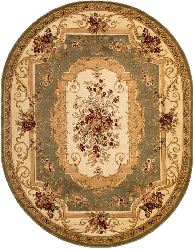 Versailles Elegance Collection Area Rug -  Louveciennes (Green) Oval Green  lifestyle 18