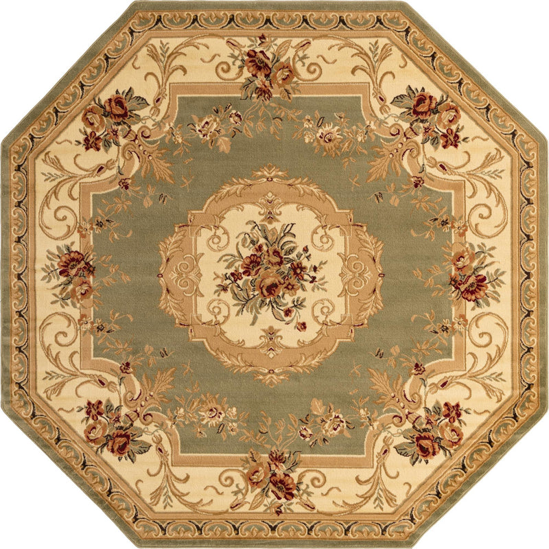 Versailles Elegance Collection Area Rug -  Louveciennes (Green) Octagon Green  lifestyle 19