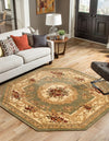 Versailles Elegance Collection Area Rug -  Louveciennes (Green) Octagon Green  lifestyle 35