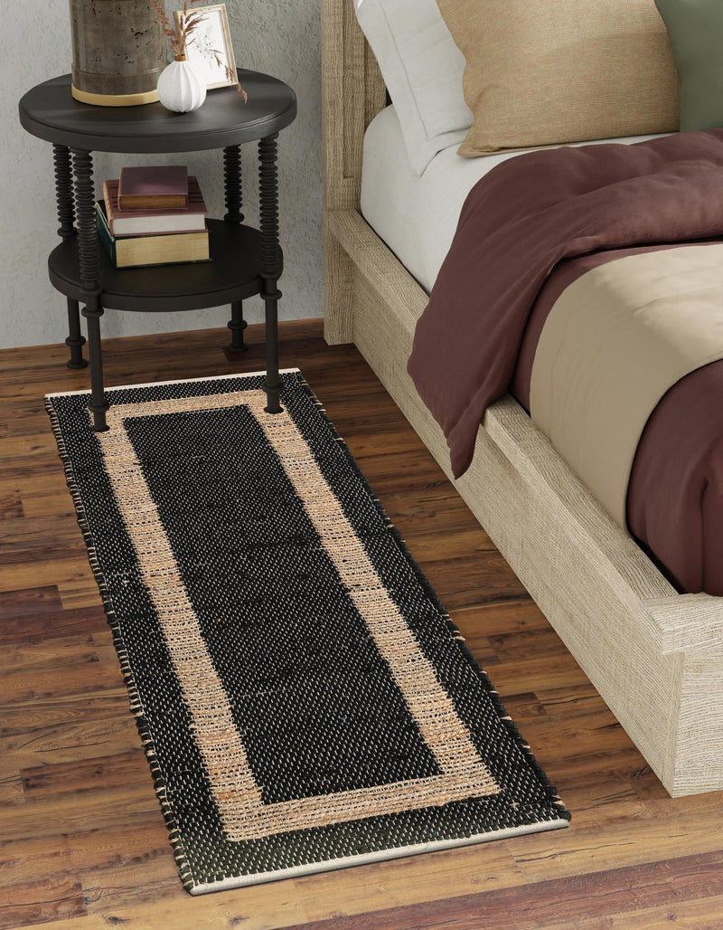 Osian Looms Collection Area Rug - Durham Runner Black  lifestyle 85