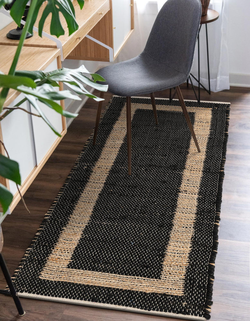 Osian Looms Collection Area Rug - Durham Runner Black  lifestyle 91