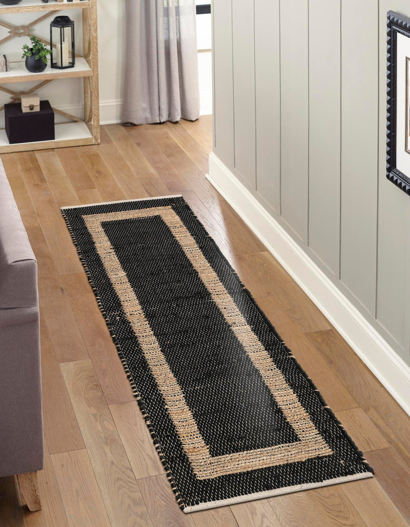 Osian Looms Collection Area Rug - Durham Runner Black  lifestyle 97