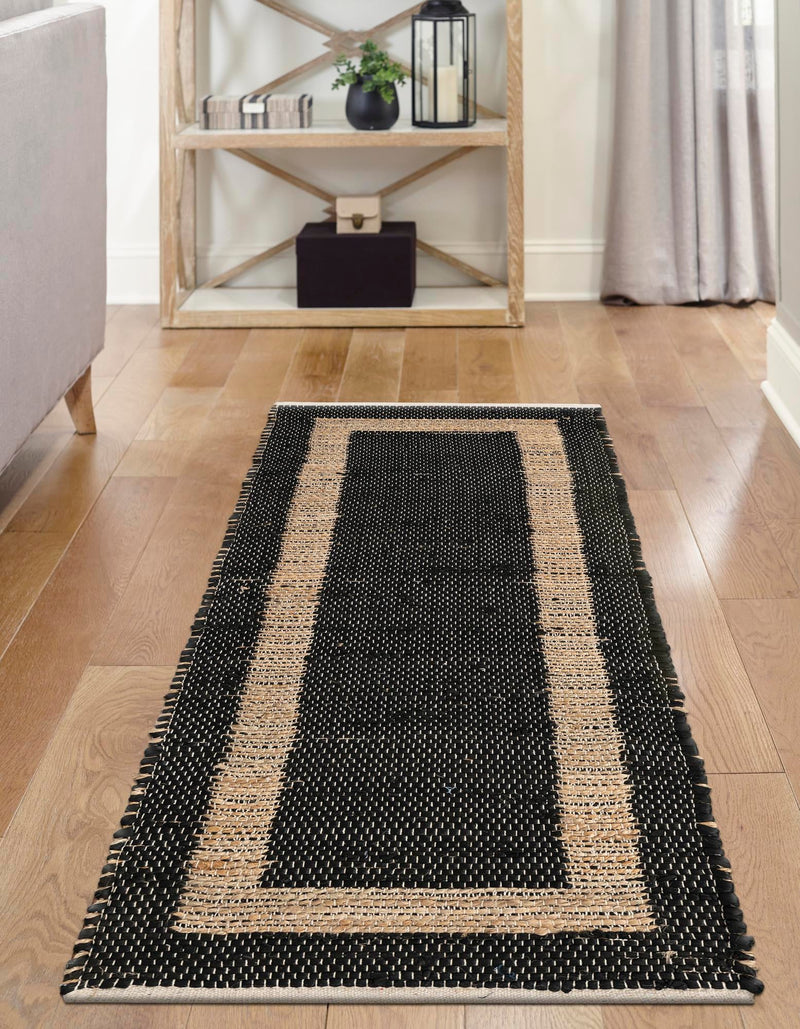 Osian Looms Collection Area Rug - Durham Runner Black  lifestyle 101