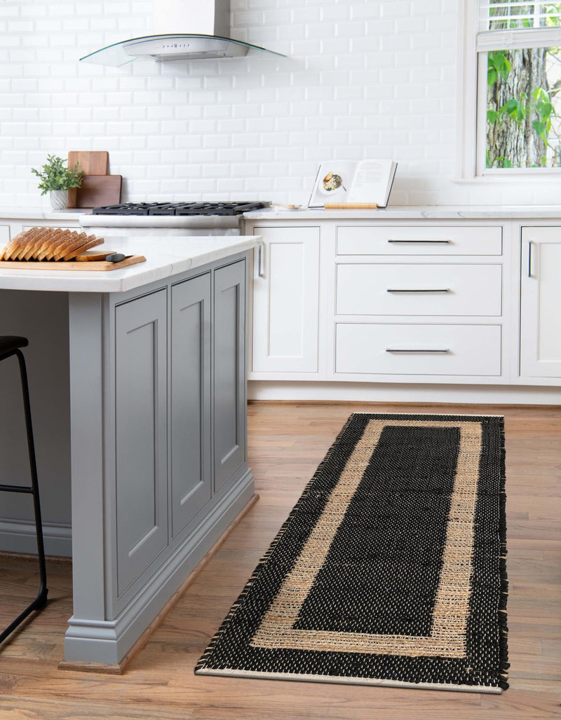 Osian Looms Collection Area Rug - Durham Runner Black  lifestyle 105