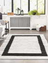 Osian Looms Collection Area Rug - Durham Rectangle White and Black  lifestyle 37