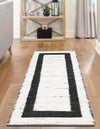 Osian Looms Collection Area Rug - Durham Runner White and Black  lifestyle 118